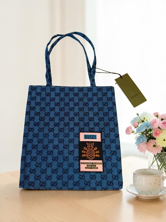 The Unbranded Brand Handbags - 🔥LOW START🔥 Blue GG Canvas Tote with Pineapple Patch
